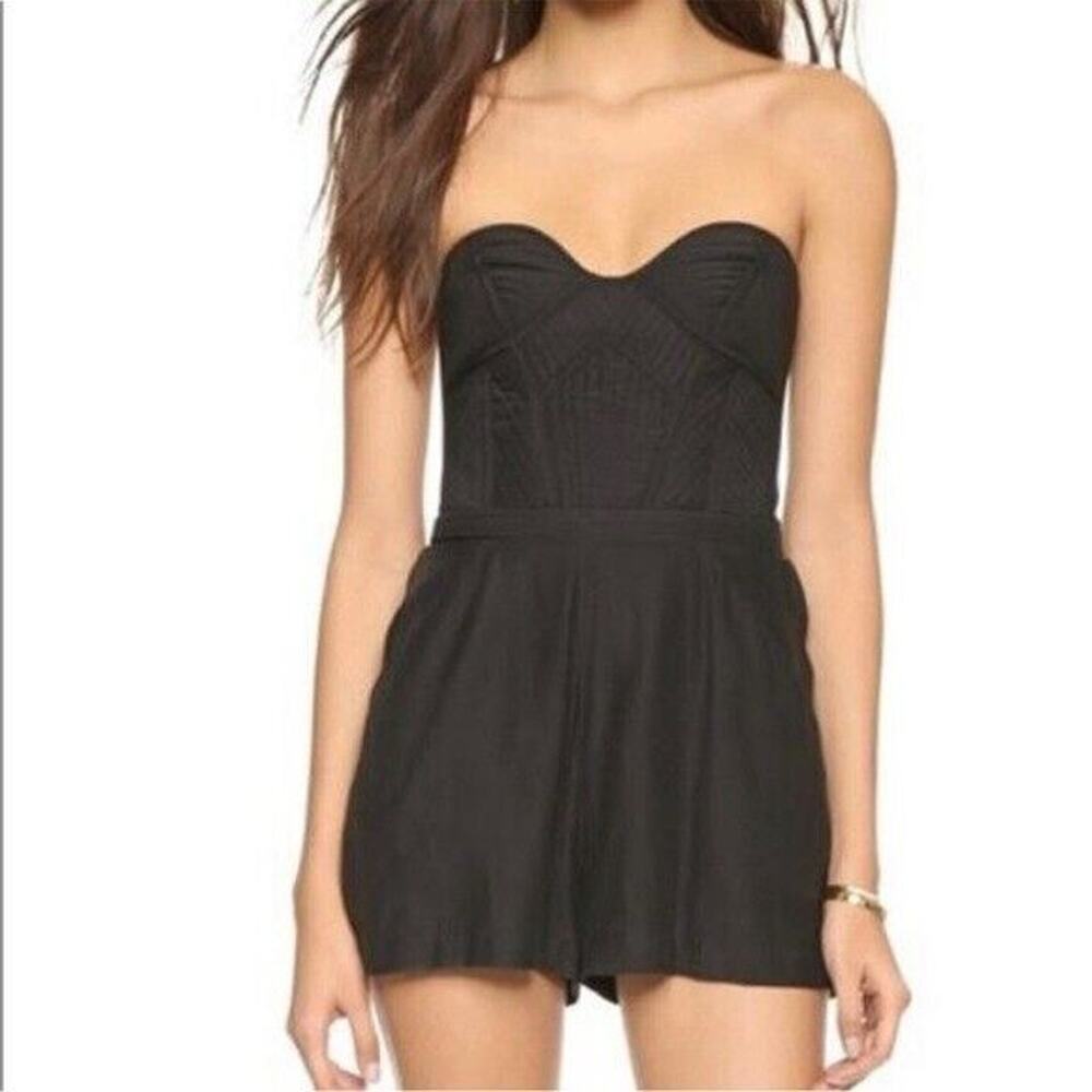 Parker Romper Womens Large Quilted Sweetheart Neck Silk Black Strapless New NWT